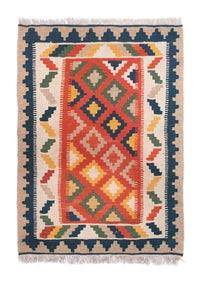 Kelim Carpet - orientalisk matta - 91 x 66 cm - orange