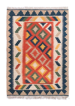 Kelim Carpet - orientalisk matta - 91 x 66 cm - orange