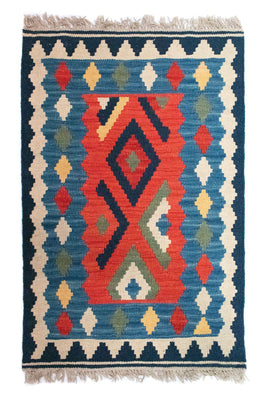 Kelim Carpet - orientalisk matta - 96 x 63 cm - flerfärgad