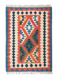 Kelim Carpet - orientalisk matta - 93 x 67 cm - blå