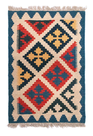 Kelim Carpet - orientalisk matta - 90 x 60 cm - flerfärgad