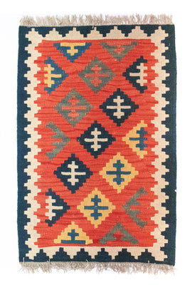 Kelim Carpet - orientalisk matta - 93 x 62 cm - orange