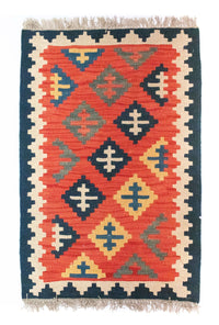 Kelim Carpet - orientalisk matta - 93 x 62 cm - orange