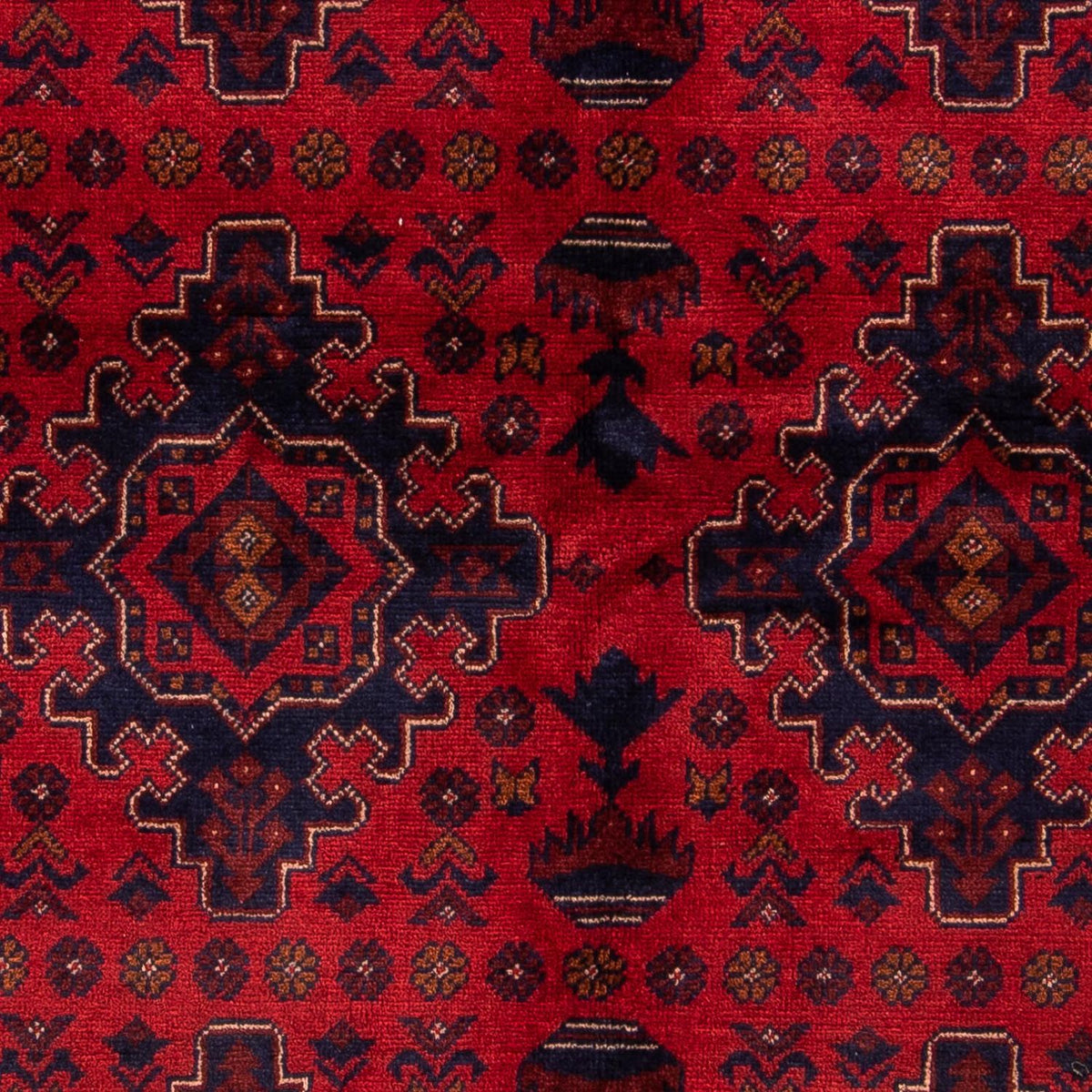 Afghansk matta - Kunduz - 192 x 128 cm - mörkröd