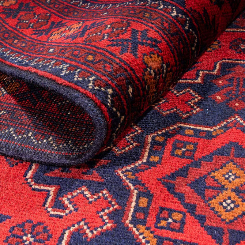 Afghansk matta - Kunduz - 192 x 128 cm - mörkröd