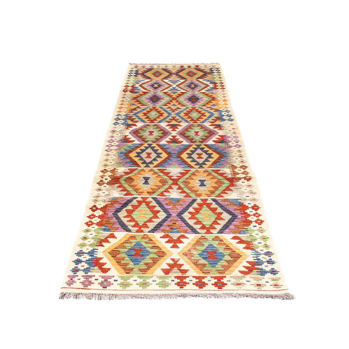 Runner Kelim Carpet - Splash - 305 x 81 cm - beige