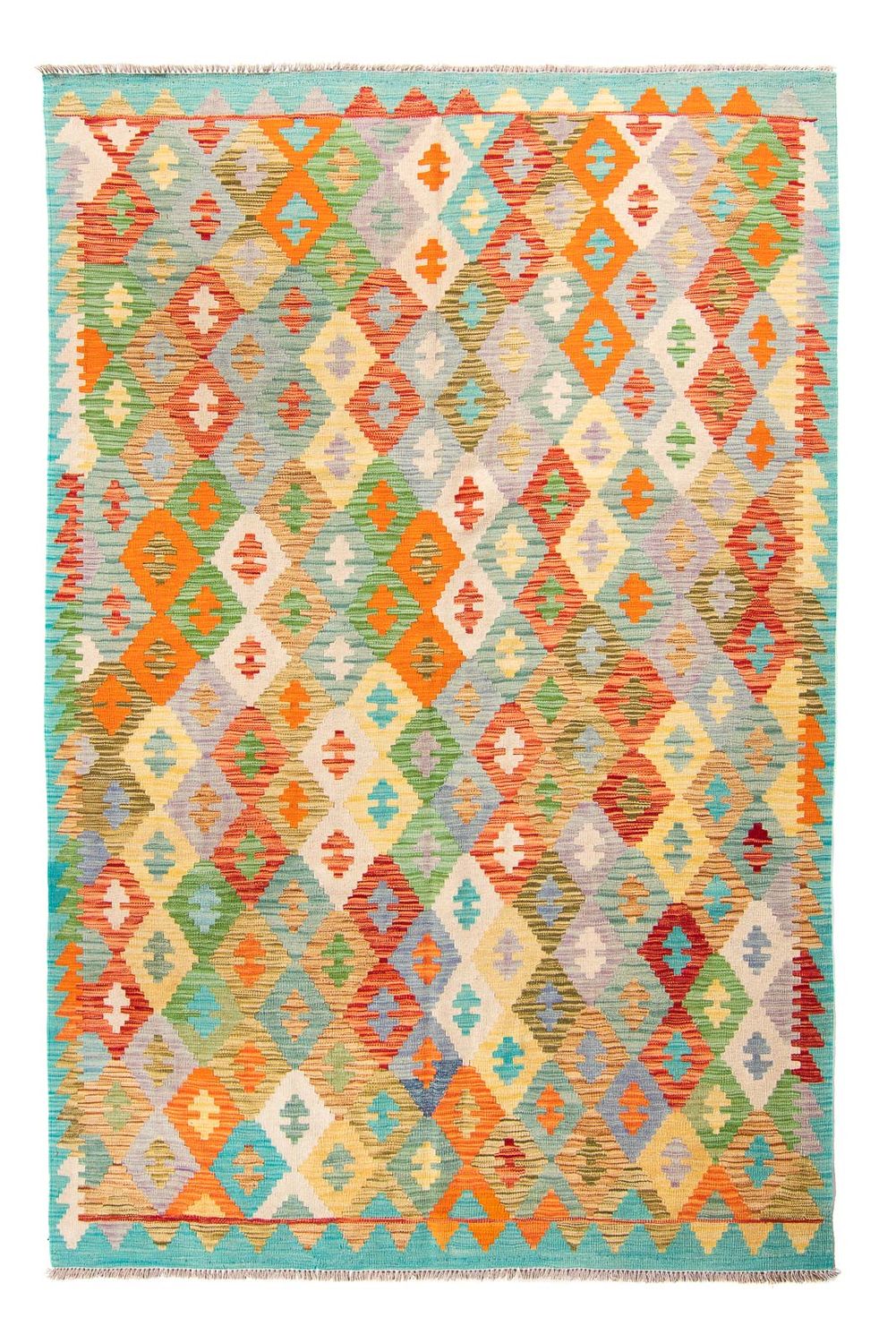 Kelim Carpet - Splash - 254 x 174 cm - turkos