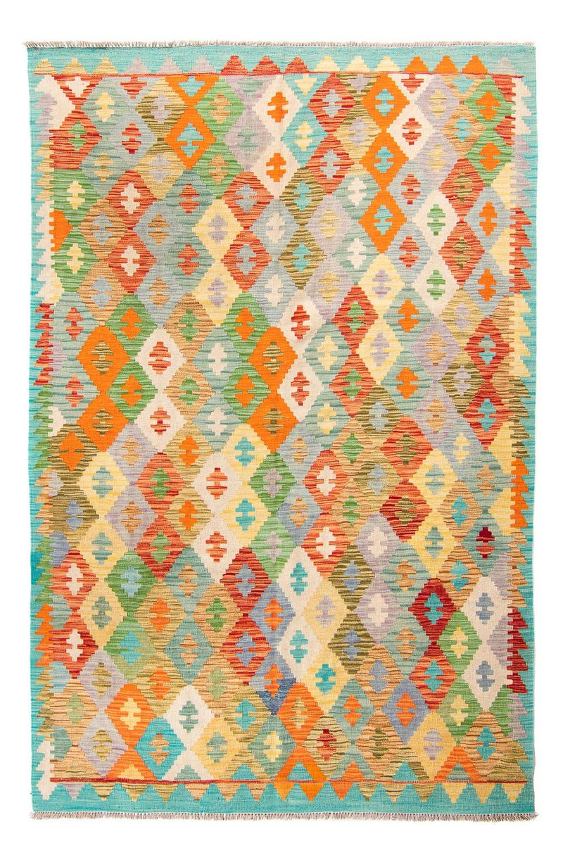 Kelim Carpet - Splash - 254 x 174 cm - turkos