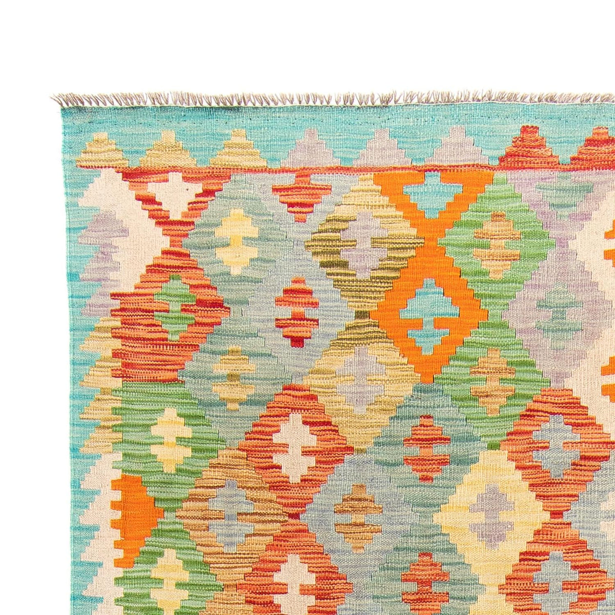 Kelim Carpet - Splash - 254 x 174 cm - turkos