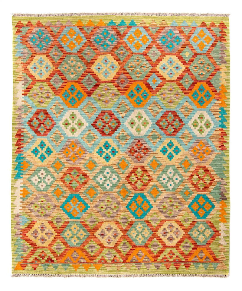 Kelim Carpet - Splash - 205 x 155 cm - grön