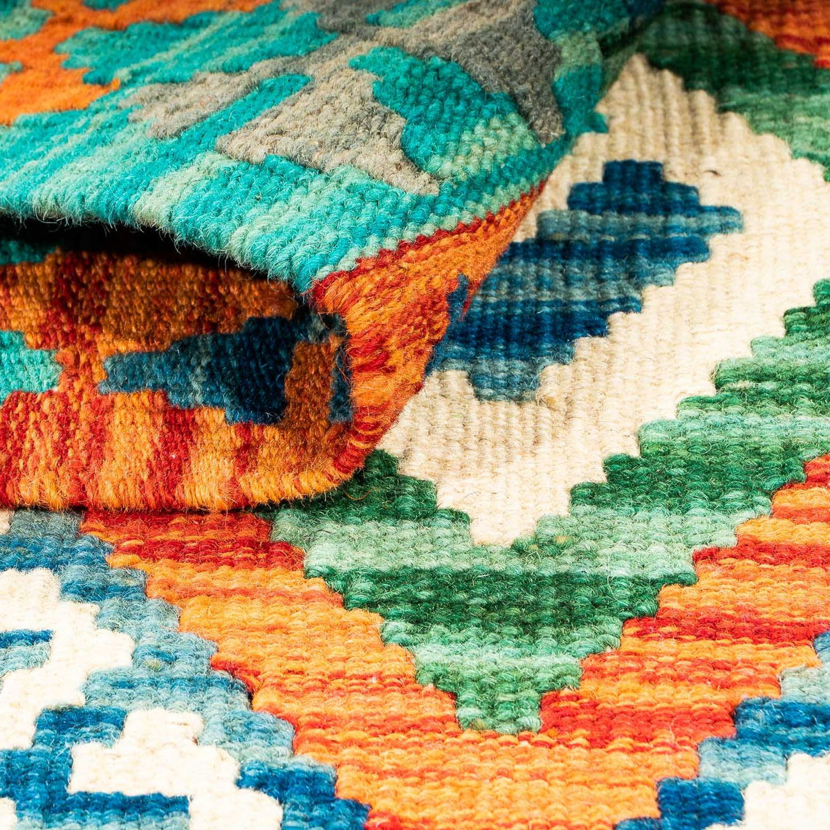 Kelim Carpet - Splash - 115 x 92 cm - blå