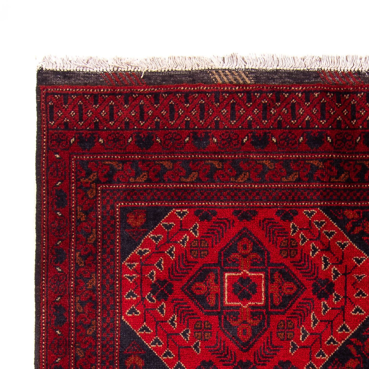 Afghansk matta - Kunduz - 199 x 126 cm - mörkröd