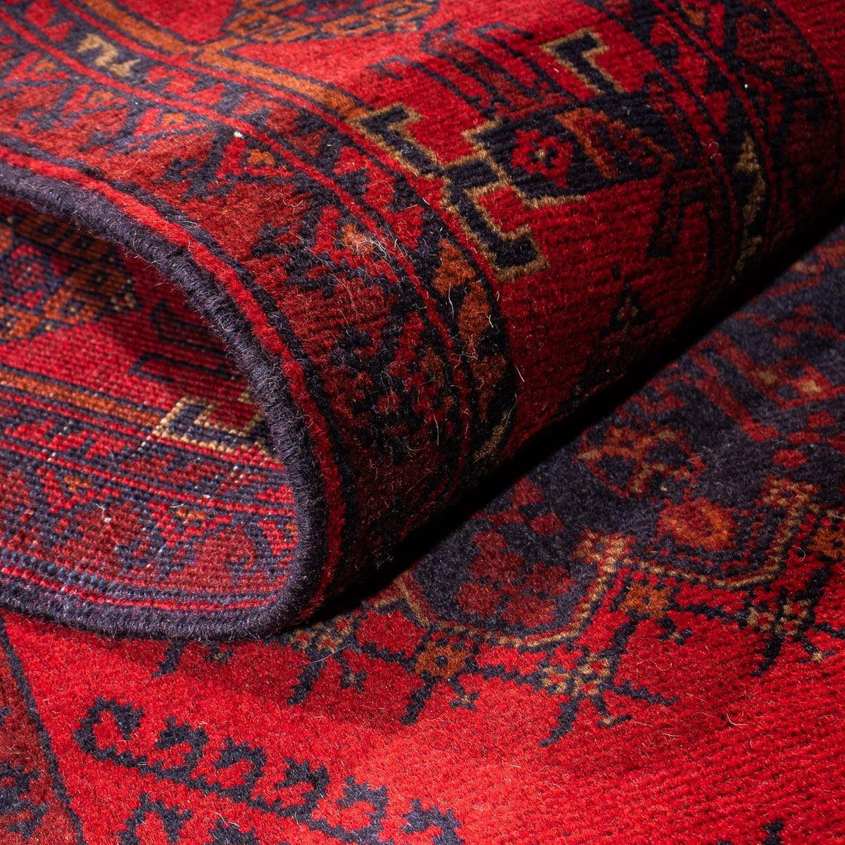 Runner Afghansk matta - Kunduz - 295 x 82 cm - mörkröd