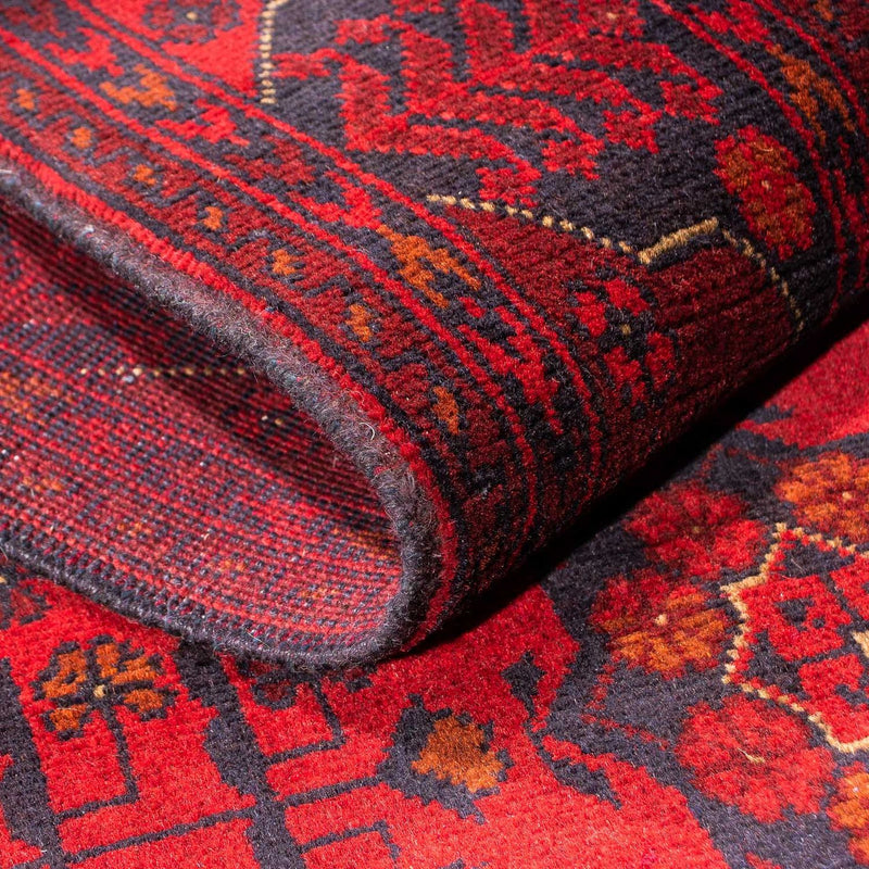 Runner Afghansk matta - Kunduz - 299 x 82 cm - mörkröd