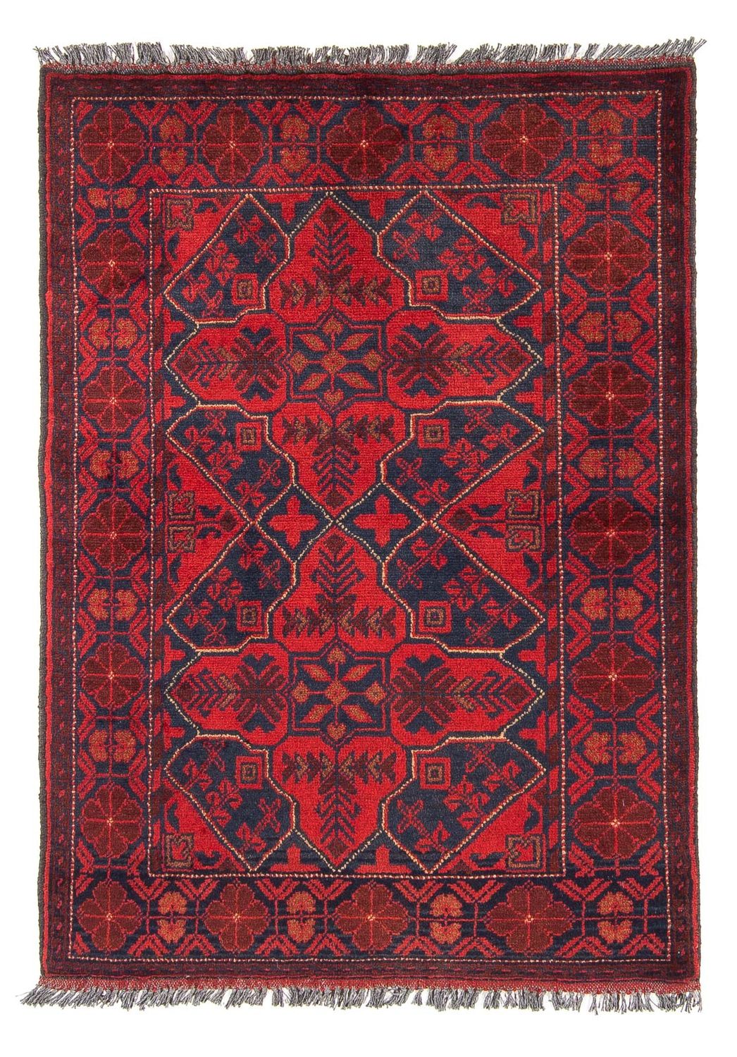 Afghansk matta - Kunduz - 125 x 78 cm - mörkröd