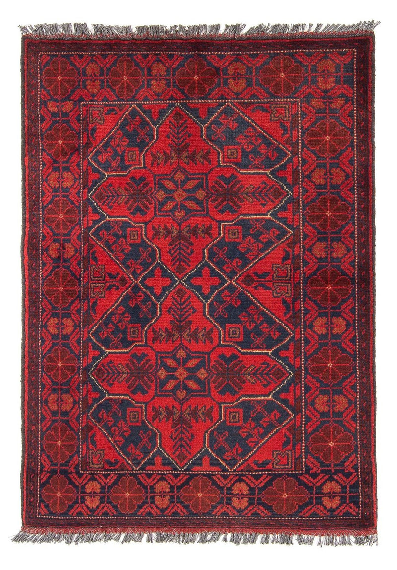 Afghansk matta - Kunduz - 125 x 78 cm - mörkröd