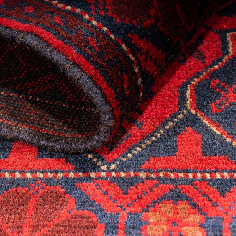 Afghansk matta - Kunduz - 125 x 78 cm - mörkröd