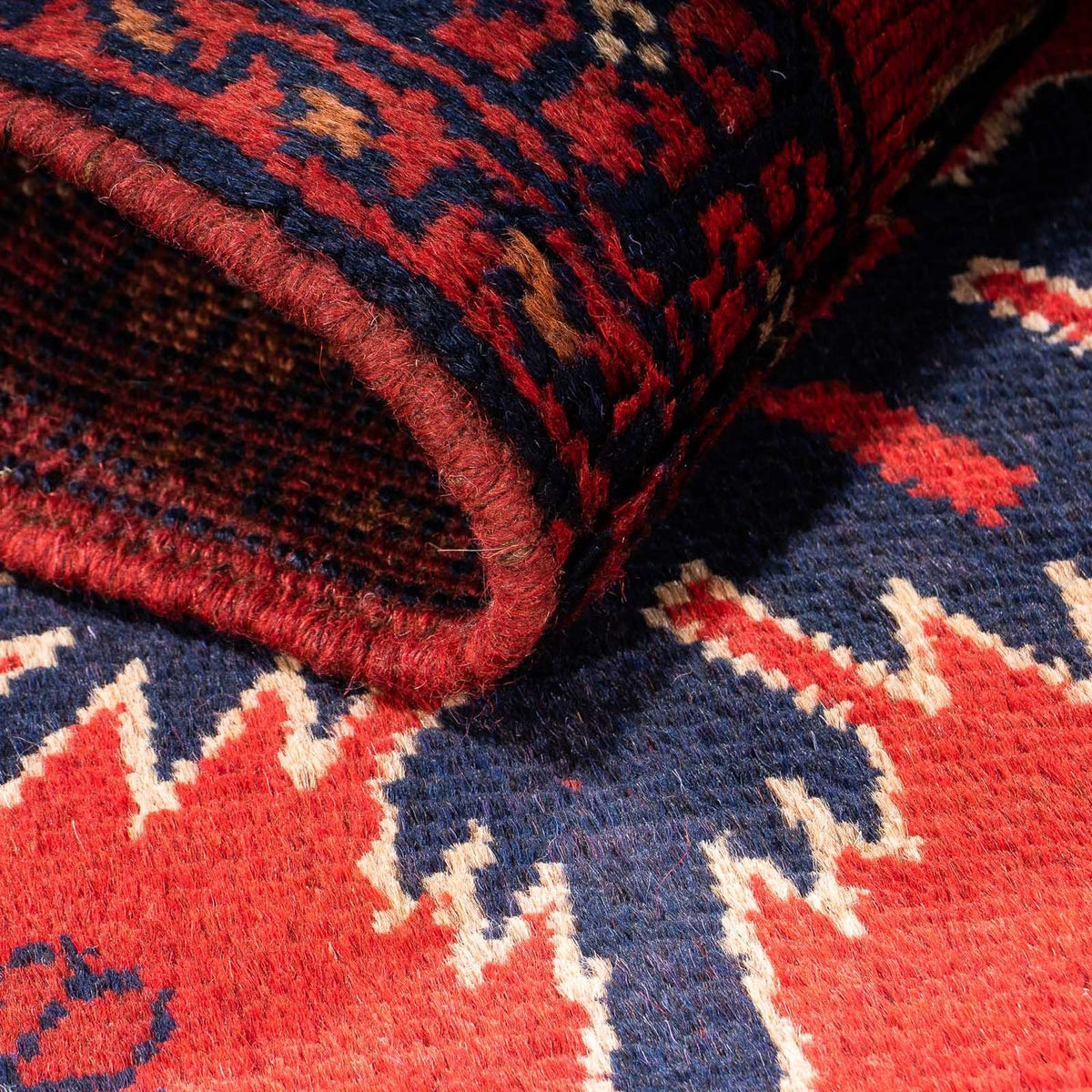 Afghansk matta - Kunduz - 98 x 49 cm - mörkröd