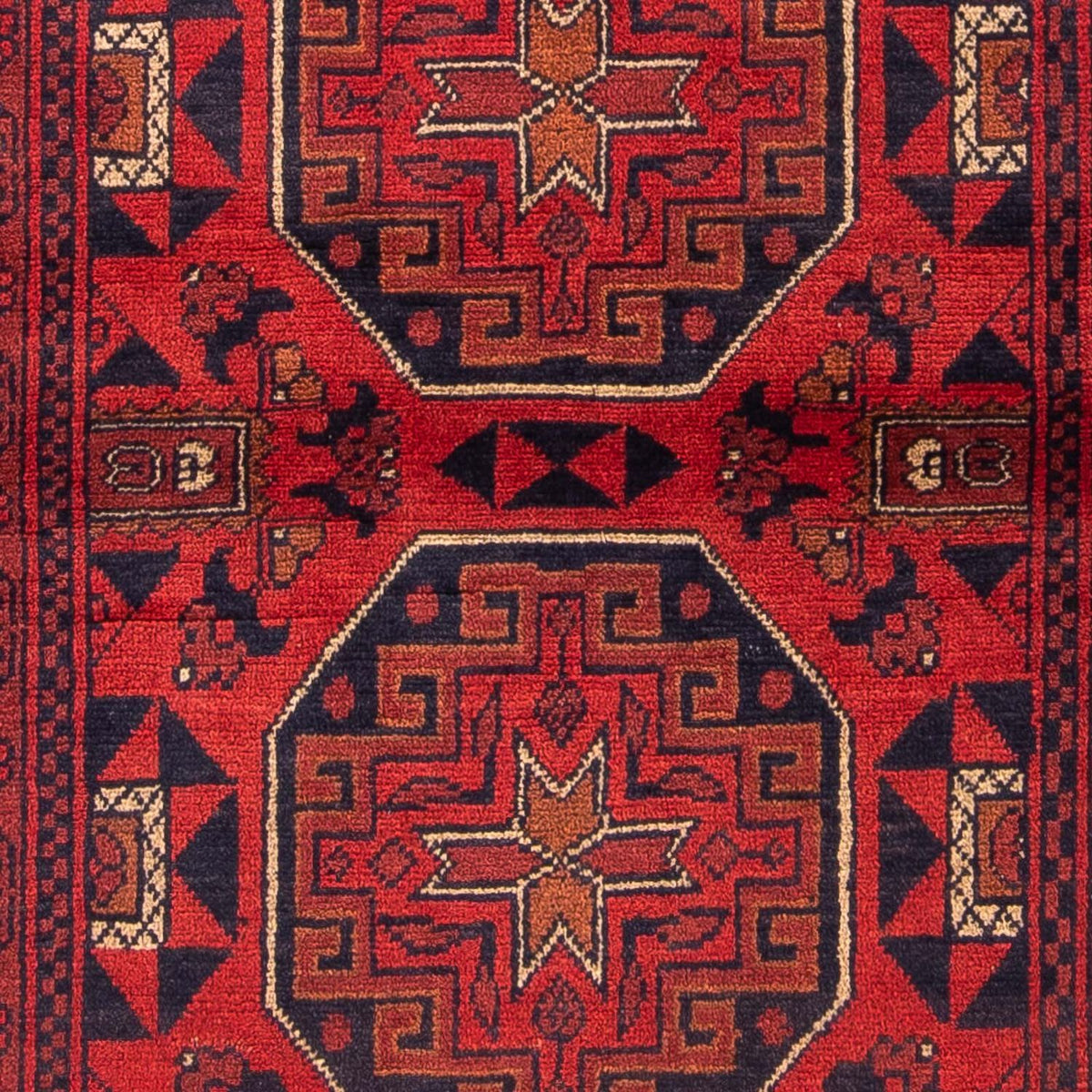 Afghansk matta - Kunduz - 146 x 102 cm - mörkröd