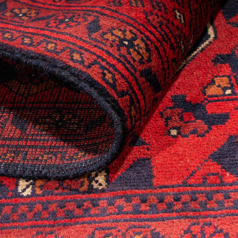 Afghansk matta - Kunduz - 146 x 102 cm - mörkröd