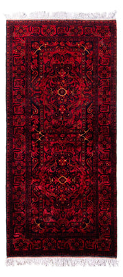 Afghansk matta - Kunduz - 203 x 102 cm - mörkröd