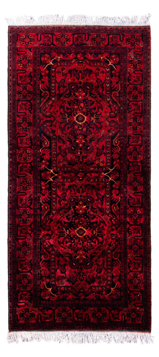 Afghansk matta - Kunduz - 203 x 102 cm - mörkröd