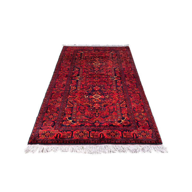 Afghansk matta - Kunduz - 203 x 102 cm - mörkröd