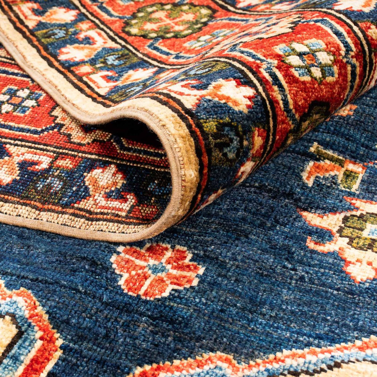 Afghansk matta - 200 x 152 cm - mörkblå