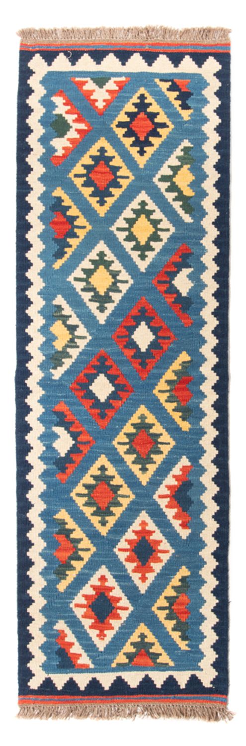 Runner Kelim Carpet - orientalisk matta - 204 x 62 cm - blå