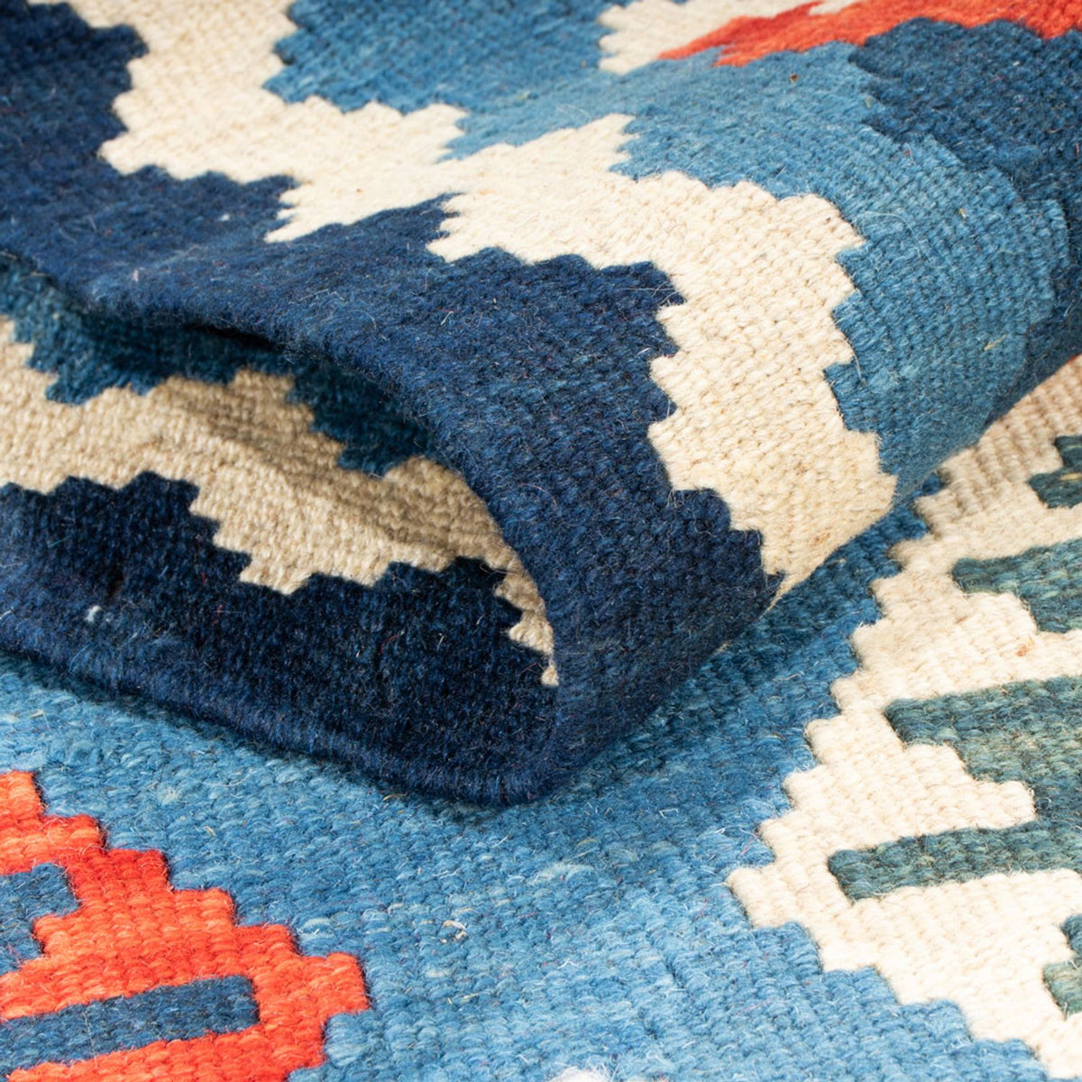 Runner Kelim Carpet - orientalisk matta - 204 x 62 cm - blå