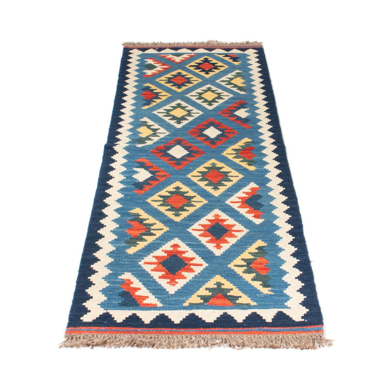 Runner Kelim Carpet - orientalisk matta - 204 x 62 cm - blå