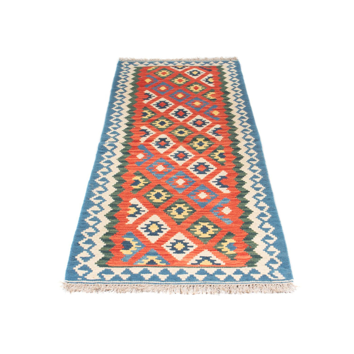 Runner Kelim Carpet - orientalisk matta - 206 x 60 cm - mörkröd