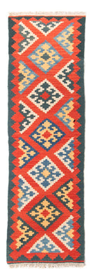 Runner Kelim Carpet - orientalisk matta - 207 x 62 cm - mörkröd