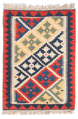 Kelim Carpet - orientalisk matta - 93 x 63 cm - flerfärgad