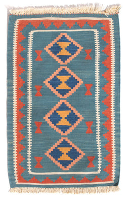 Kelim Carpet - orientalisk matta - 96 x 63 cm - flerfärgad