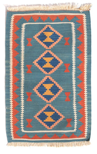 Kelim Carpet - orientalisk matta - 96 x 63 cm - flerfärgad