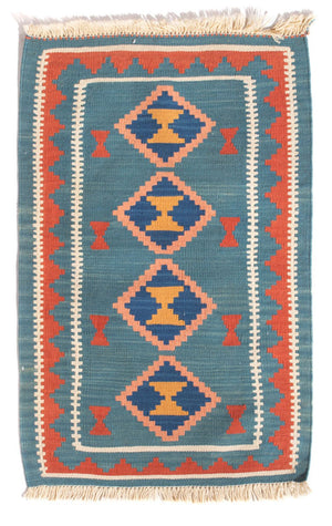 Kelim Carpet - orientalisk matta - 96 x 63 cm - flerfärgad