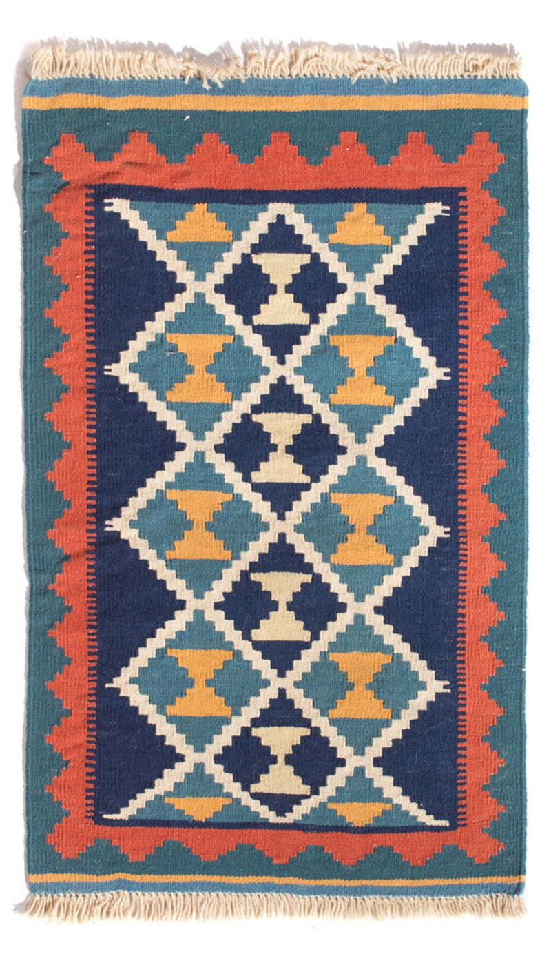Kelim Carpet - orientalisk matta - 87 x 57 cm - flerfärgad
