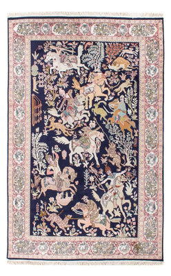 Sidenmatta - Kashmir Silk - 215 x 133 cm - mörkblå