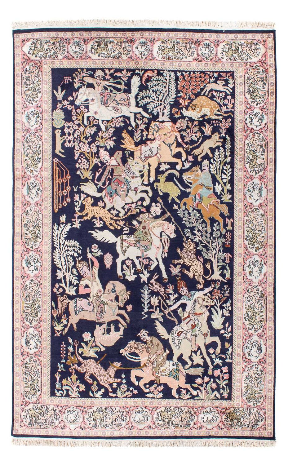 Sidenmatta - Kashmir Silk - 215 x 133 cm - mörkblå