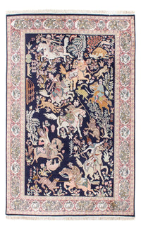Sidenmatta - Kashmir Silk - 215 x 133 cm - mörkblå