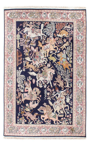 Sidenmatta - Kashmir Silk - 215 x 133 cm - mörkblå