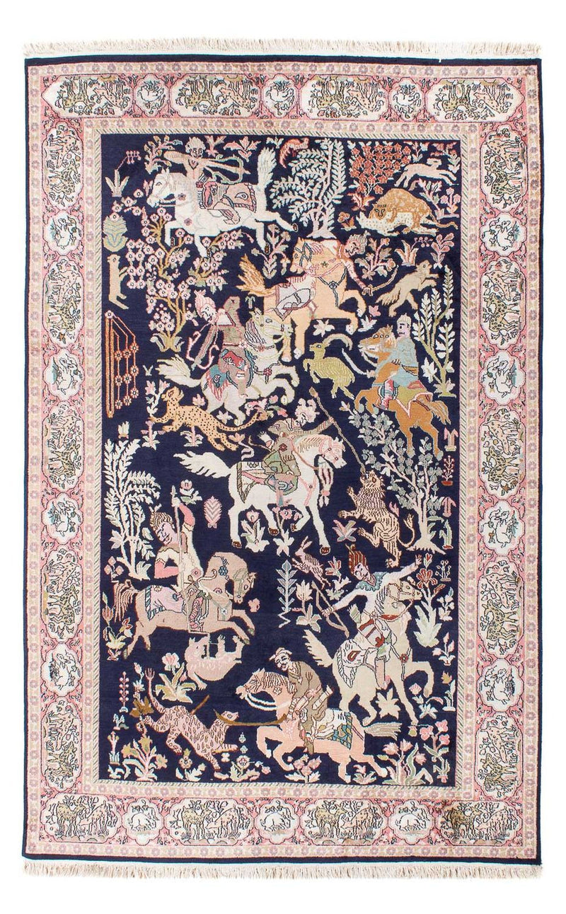 Sidenmatta - Kashmir Silk - 215 x 133 cm - mörkblå