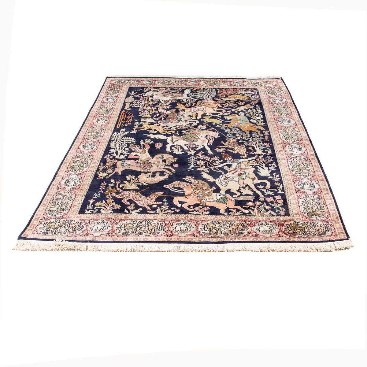 Sidenmatta - Kashmir Silk - 215 x 133 cm - mörkblå