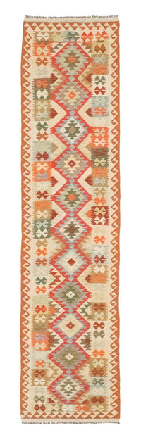 Runner Kelim Carpet - orientalisk matta - 396 x 81 cm - röd