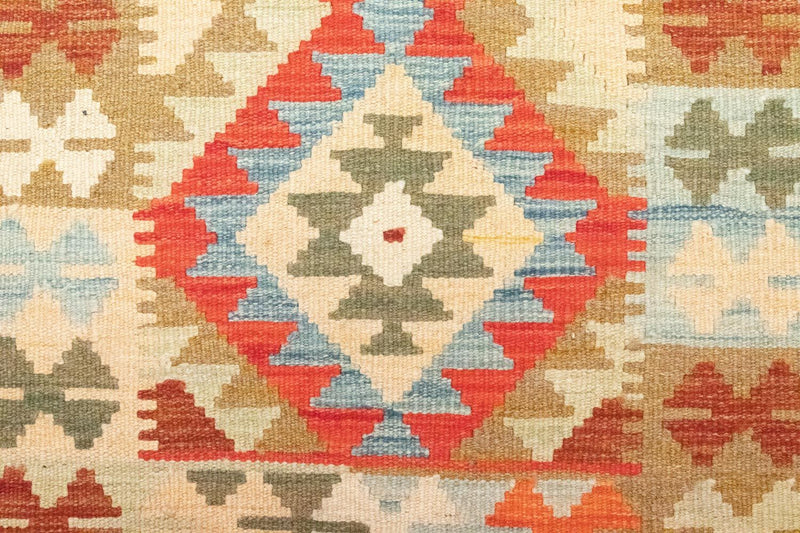 Runner Kelim Carpet - orientalisk matta - 396 x 81 cm - röd