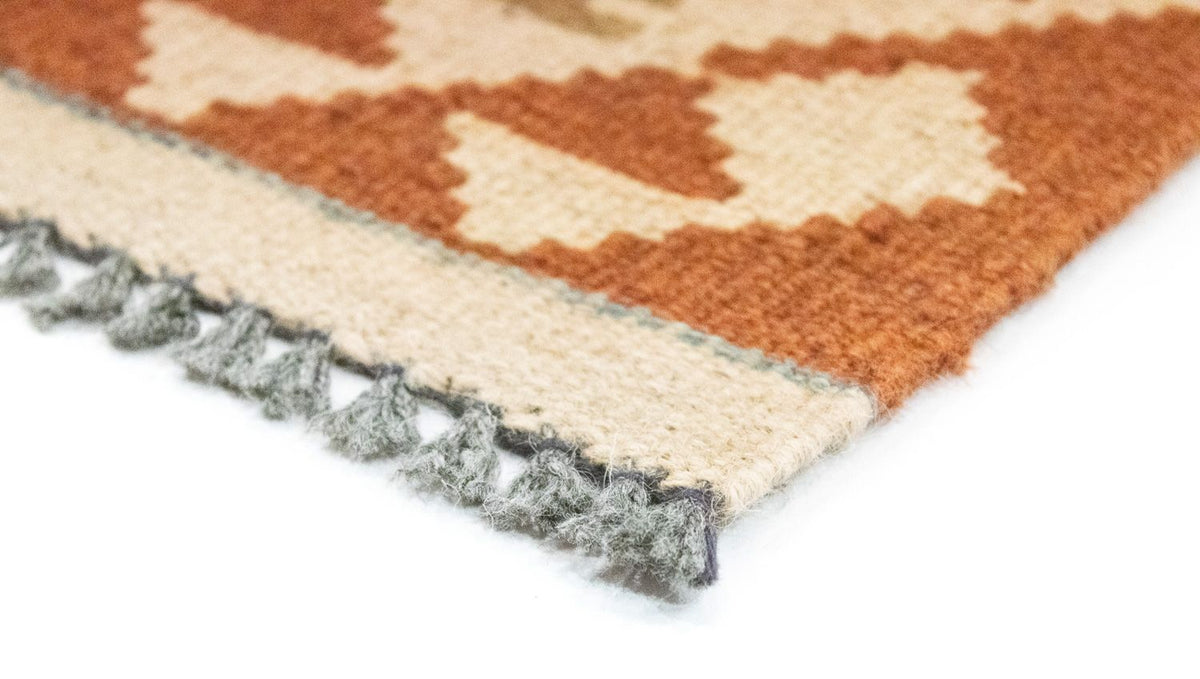 Runner Kelim Carpet - orientalisk matta - 396 x 81 cm - röd