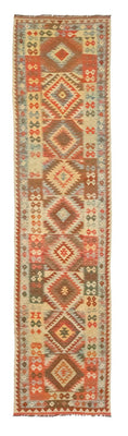 Runner Kelim Carpet - orientalisk matta - 395 x 84 cm - brun