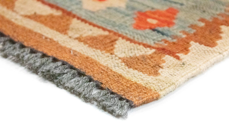 Runner Kelim Carpet - orientalisk matta - 395 x 84 cm - brun