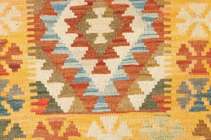 Runner Kelim Carpet - orientalisk matta - 390 x 85 cm - brun